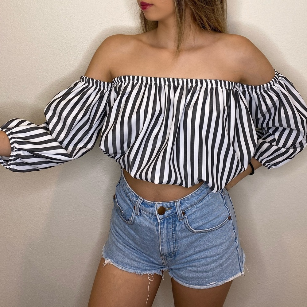 Striped Strapless top - never worn !